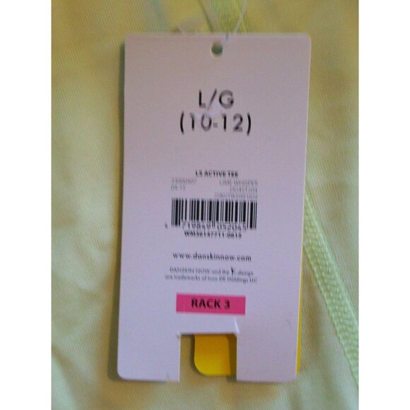 Danskin Now Performance Girls Loose Fit Active Tee Neon Green Long Sleeve Large - Picture 7 of 12